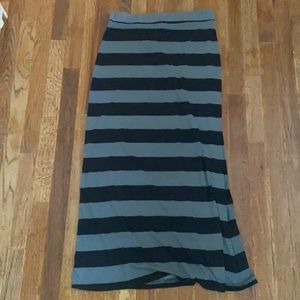 Black and gray stripe maxi skirt